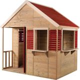 Speelhuisje voor de tuin / buiten - Zomervilla - XL 120 x 155 cm - Rood - FSC hout - EU product