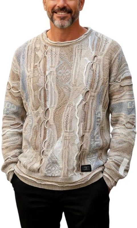 Carlo Colucci, Heren, Truien, Beige, Maat: XS Katoen,