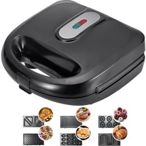 Solacis Wafelijzer met verwisselbare platen - 6 in 1 apparaat - Wafels, donut & tosti's - 6 verschilende platen - Anti aanbakplaat - Must have voor in de keuken!