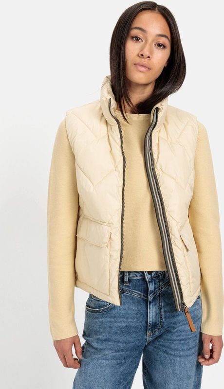 camel active Korte gewatteerde bodywarmer voor dames van gerecycled polyester, vanille, 34