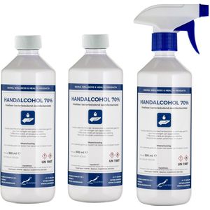 Handalcohol spray 70% - 500 ml met spraykop + 2 x 500 ml met dop