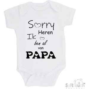 100% katoenen Romper ""Sorry heren Ik ben al van PAPA"" Unisex Katoen Wit/zwart 62/68