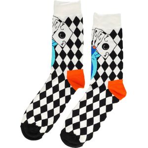 Sokken - Kaarten - Katoen - Uniseks - Schoenmaat 38-45 Funny Hand Of Cards Zwart Wit Blauw Oranje