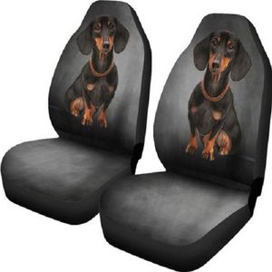 Universele stoelhoezen auto - Stoelhoes voor in de auto - Teckel - zwart - hond