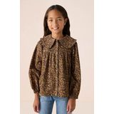 Sissy-Boy - Donkergroene Blouse - Leopard Print - Lange Pofmouwen - Katoen