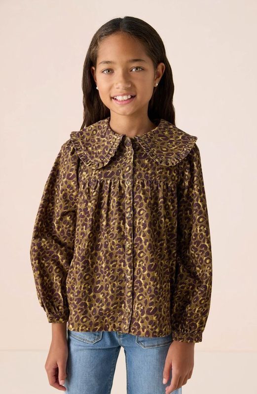 Sissy-Boy - Donkergroene Blouse - Leopard Print - Lange Pofmouwen - Katoen