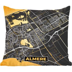 Sierkussen - Stadskaart Almere - Goud - 45 Cm X 45 Cm