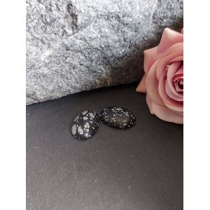 Zaksteen 25 x 18 mm Obsidiaan Sneeuwvlok