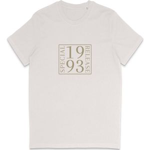 T Shirt Geboortejaar 1993 Heren Dames - Grafische Print Opdruk - Vintage Wit - Maat XL