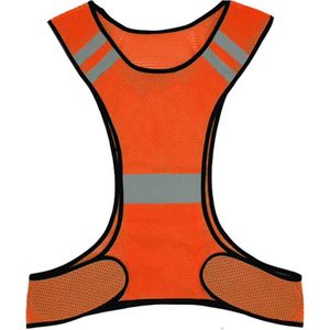 Hoge Zichtbaarheid Hardloopvest Ademend Fluorescerend Gaasvest Lichtgewicht Verstelbaar Voor Mannen Vrouwen Buiten 'S Nachts Rijden