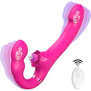 TipsToys Duo Strap on Vibrator - Dildo Voorbinddildo Sex Toys Seksspeeltjes voor Vrouwen