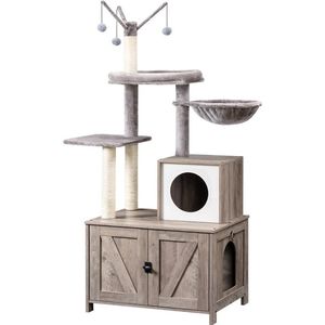 Gran Vida® - Kattenboom met Hangmat - Multifunctionele Speel- & Rusttoren voor Katten - Inclusief Krabpaal, Speelballen en Zacht Kussens