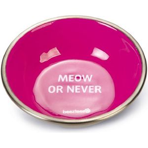 Beeztees Voer- en Drinkbak Meow - Kat - RVS - Roze - 13x13x4 cm - 350 ml