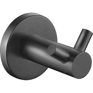 Handdoekhaak - Muurhaak - Lonis Rimbo - Dubbel - Rond - PVD - Gunmetal Grijs