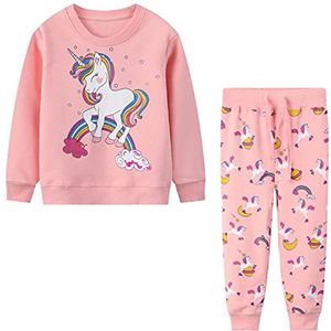 Kinderen Trainingspak Roze voor Meisjes - Sportkleding Set met Sweatshirt en Broek voor Leeftijd 2-7 Jaar