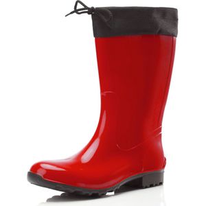 Ladeheid Dames Regenlaarzen - Rubberen Laarzen met manchet Waterdichte - PVC - LA-LMG-879-Aspen - Rood/Zwart - 41