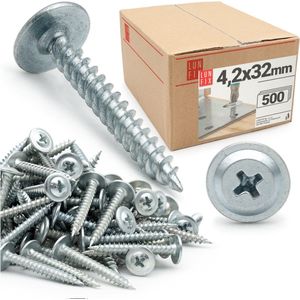 LUN FIX - Schroef 011 met kop onderleg 4,2x32 - bevestigen van materialen - 500 stuks