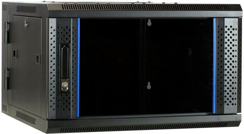 DSIT 6U wandkast (kantelbaar) met glazen deur 600x600x368mm (BxDxH) - serverbehuizing - serverrack - serverkast - 19 inch