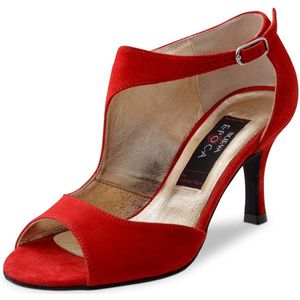 Nueva Epoca Linea Dames Dansschoenen Rood Suède - Rode Dansschoenen voor Argentijnse Tango, Salsa, Latin, Kizomba - Suède zool - Hakhoogte 7 cm - Slanke hak - Nueva Epoca - Rood - 40