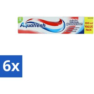 6 x Aquafresh - Tandpasta - Triple Protection - Sterke Tanden & Gezond Tandvlees - 100 ml - Tandpasta - Tanden Beschermen - Tandplak Verwijderen - Gaatjes Voorkomen - Gezond Tandvlees