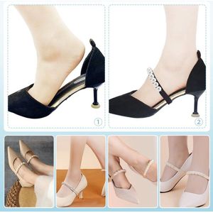TheLau - Elastische Schoenbanden met Parels voor Dames | Set van 4 | Afneembare Enkelbanden voor Hoge Hakken en Sandalen | Kunststof | Elegant en Comfortabel