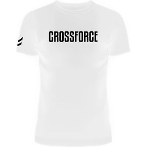 CrossForce Sport T-Shirt Unisex - CrossFit & Fitness - Sportkleding Unisex - Fitnesskleding - Gymkleding - Sportwear - Wit & Zwart - MAAT XS