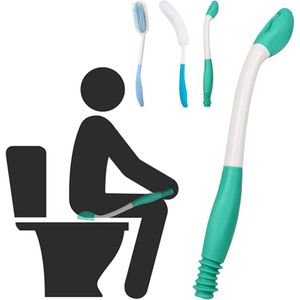 Brenzoos - Toilethulpmiddelset met lange handgreep voor afvegen en badborstel - ideaal voor ouderen en gehandicapten.