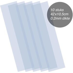 QBIX Plastic Mylar Vellen - 10 stuks 42 x 10,5cm Formaat Transparante Kunststof - 0.2mm dikte
