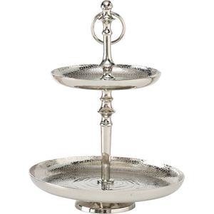 Zilverkleurige etagère 2 plateaus metaal