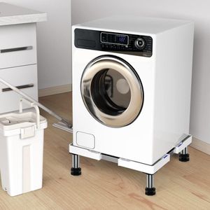 Wasmachinesokkel, verstelbaar roestvrijstalen platform voor wasmachine, droger, koelkast, vriezer, wasmachines, onderstel, verstelbare breedte hoogte (45-65 cm, 18-22 cm)