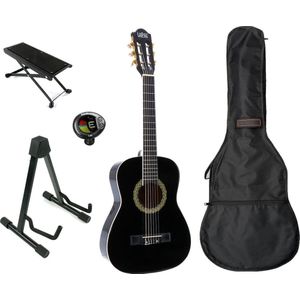 LaPaz 002 BK klassieke gitaar 1/2-formaat zwart + accessoires
