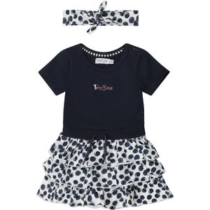 Dirkje Jurk Dress Ss + Headband met Stippen Donkerblauw