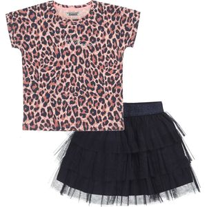 DJ Dutchjeans - Kledingset(2delig) - Rok tule navy - Shirt panterprint - Maat 122