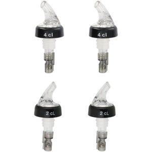 Set van 4 Fackelmann 2 cl en 4 cl boldop alcoholschenkers
