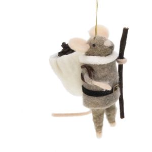 Muis met wandelstok 6x10x13cm