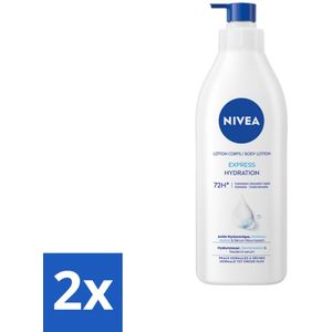 2 x Nivea - Express - Bodylotion met Pomp - Voor Normale tot Droge Huid - 72 uur Hydratatie - 400 ml - Nivea Bodylotion - Hydraterende Bodylotion - Droge Huid - Normale Huid - 72 Uur Hydratatie