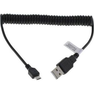 Micro-USB Datakabel Spiraalkabel Zwart