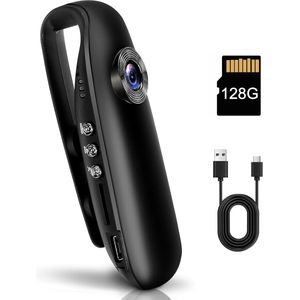 MKSS® Bodycam - Action Cam - Spycam - Bewegingsdetectie - 180º Draaibare Lens - Bodycam Politie - Full HD - Zwart