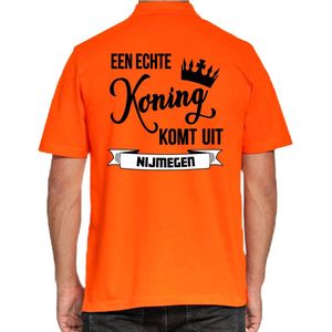 Bellatio Decorations Poloshirt Koningsdag - oranje - Echte Koning komt uit Nijmegen - heren - shirt XL