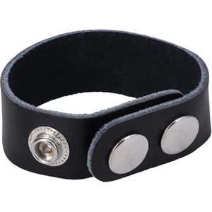 Doc Johnson The Leather 3 Snap - Leather Cockring black