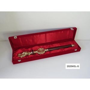 Scepter Carnaval, Model met 2 maskers, goud/mahonie (2020MSL-G)