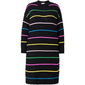 Angel of Style Angel of Style - Dames - Gebreide jurk straight fit maxilengte strepen - Zwart - Maat 46+