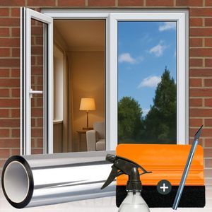 Perfect Cover® Isolerende Raamfolie Anti Inkijk - 120 x 200 cm - Gratis Rakel & Mesje - Spiegeleffect - Raamfolies Statisch
