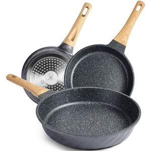 Antiaanbaklaag braadpannenset - inductie pannenset - hittebestendige handgreep - graniet omelet pan - zonder PFOA - marmer kookgereiset - geschikt voor verschillende warmtebronnen - 20 cm 24 cm