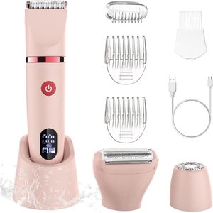3-in-1 Ladyshave voor Vrouwen – Elektrisch Scheerapparaat – Bikinitrimmer - Gezichts- en Lichaamshaarverwijdering Met Opzetstukken – USB oplaadbare Ladyshaves met LCD Display
