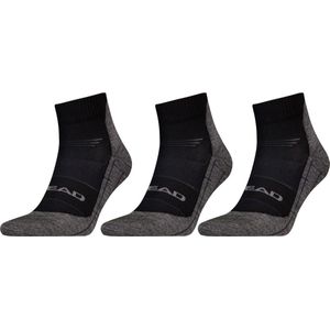 HEAD Wandelsokken Cool Hiking Quarter - 3 paar - Hiking sokken warm weer - Zwart - Maat 35/38