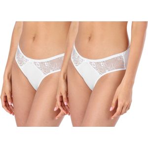 Bellivalini Dames 2 Pak Slip Onderbroek – Katoen – 2Pack-WitWit – XS - BLV-BLV50-193-SL