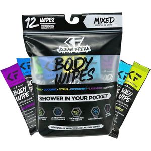 Body Wipes 12-Pack - Individually Wrapped Cleaning Wipes for Gym, Training, Walking, Travel, and Sports