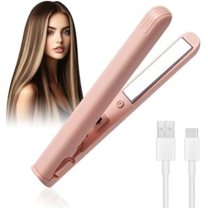 Draadloze stijltang, draagbare 2-in-1 krultang, mini-stijltang en reiskrultang, oplaadbaar met instelbare temperaturen