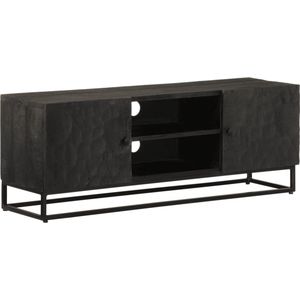 vidaXL-Tv-meubel-110x30x40-cm-massief-mangohout-en-ijzer-zwart
